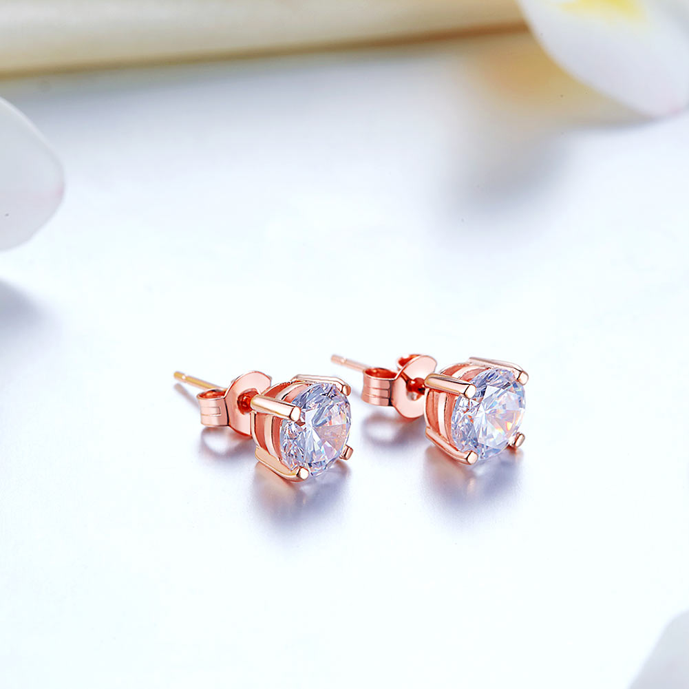 1 Carat Created Diamond Stud Earrings 925 Sterling Silver Rose Gold Plated XFE8151-1