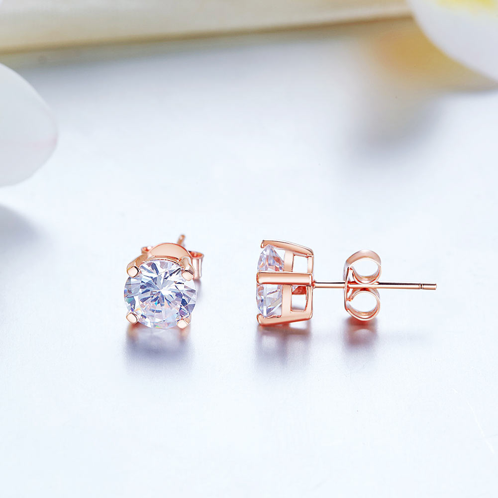 1 Carat Created Diamond Stud Earrings 925 Sterling Silver Rose Gold Plated XFE8151-4