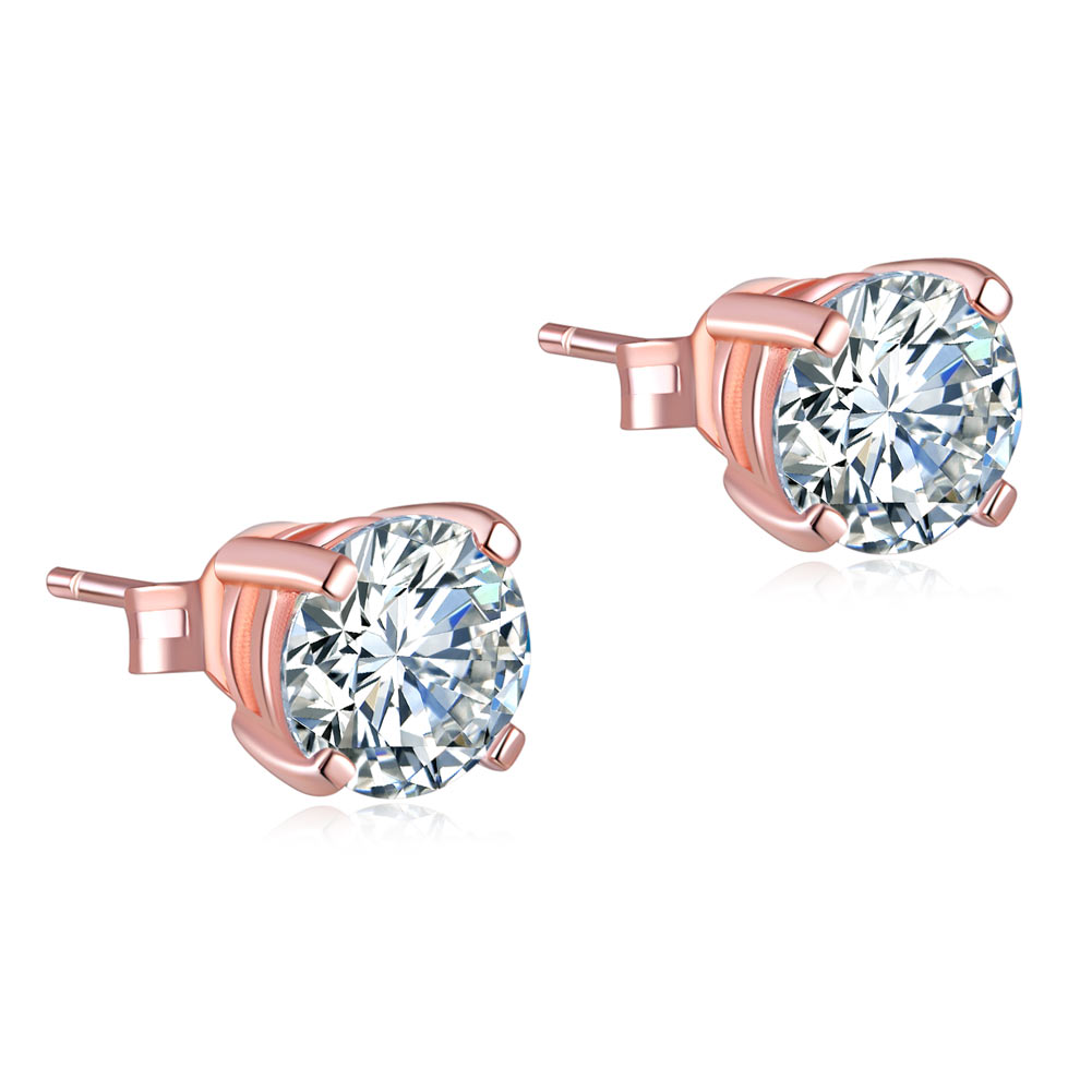 1 Carat Created Diamond Stud Earrings 925 Sterling Silver Rose Gold Plated XFE8151-3