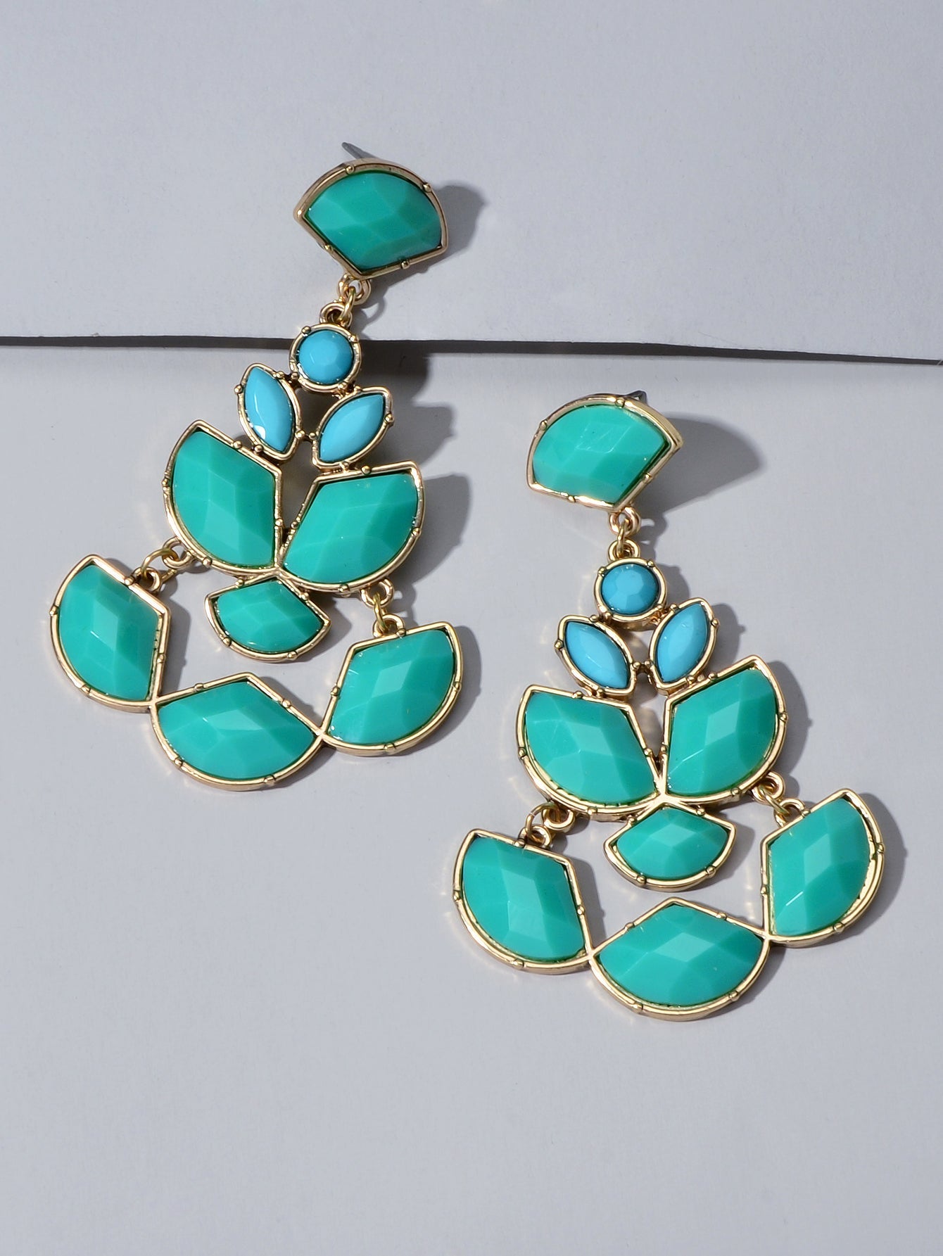 Ethnic Jewellery Black Green Geometric Chandelier Dangle Earrings Women Gift