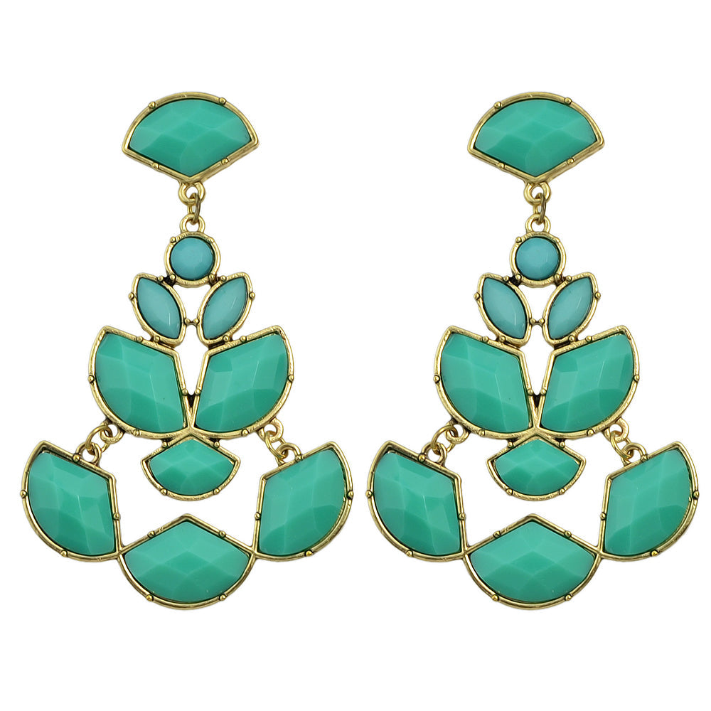 Ethnic Jewellery Black Green Geometric Chandelier Dangle Earrings Women Gift
