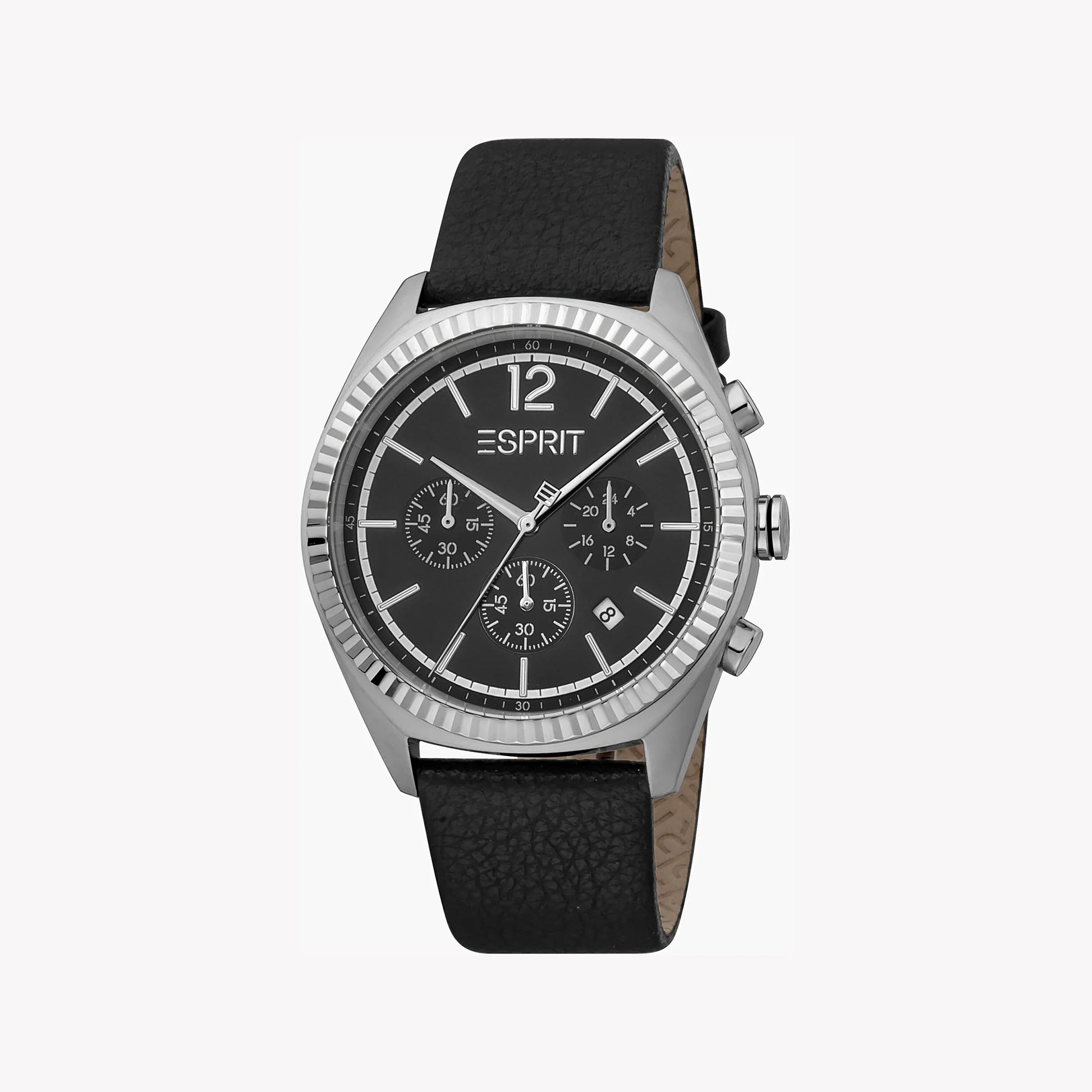 Esprit Men's Black Leather Watch, Black Dial | ES1G105M0075-0