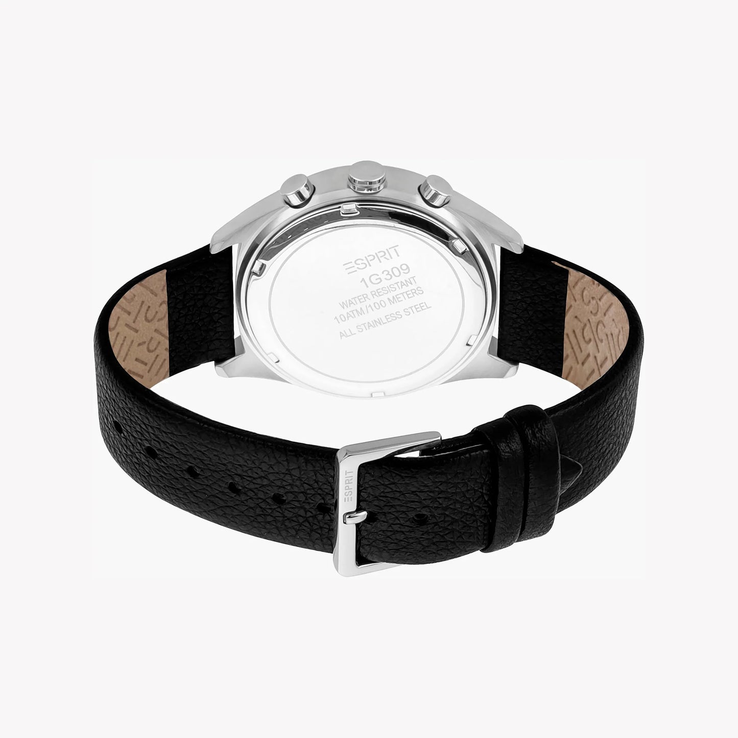 Esprit Men's Black Leather Watch, Black Dial | ES1G105M0075-2