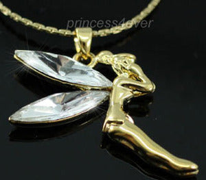 Gold Fairy Pendant Necklace use Swarovski Crystal XN116-0