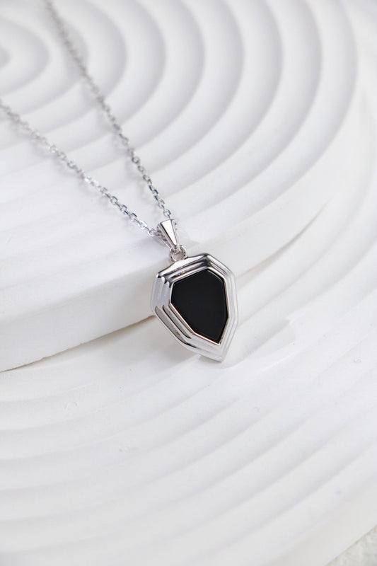 Black Onyx Shield Necklace